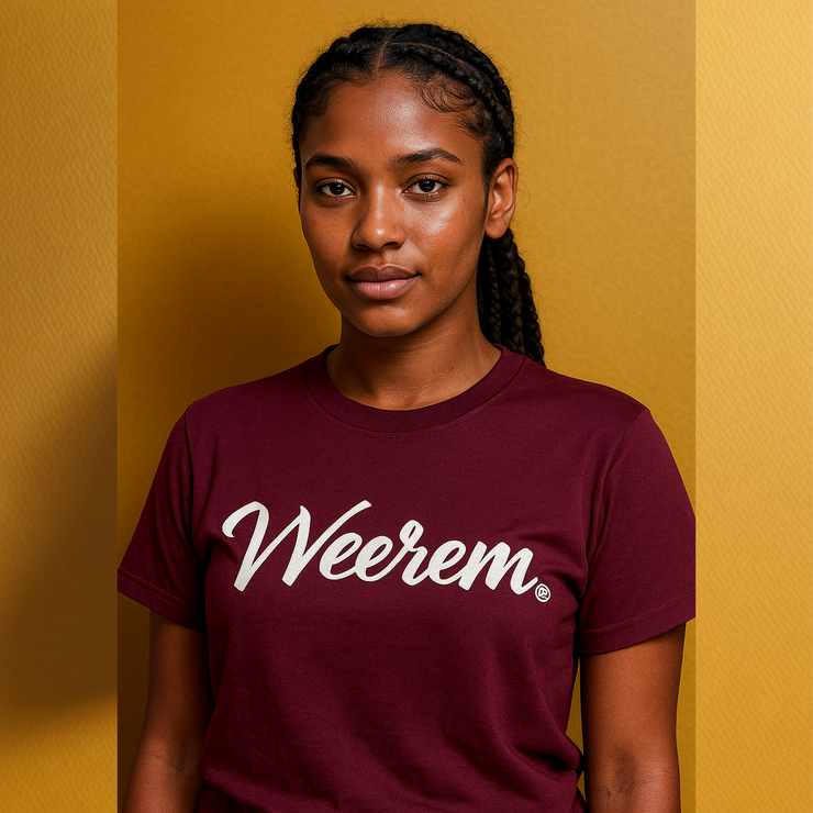 WEEREM SCRIPT T-SHIRT | BURGUNDY