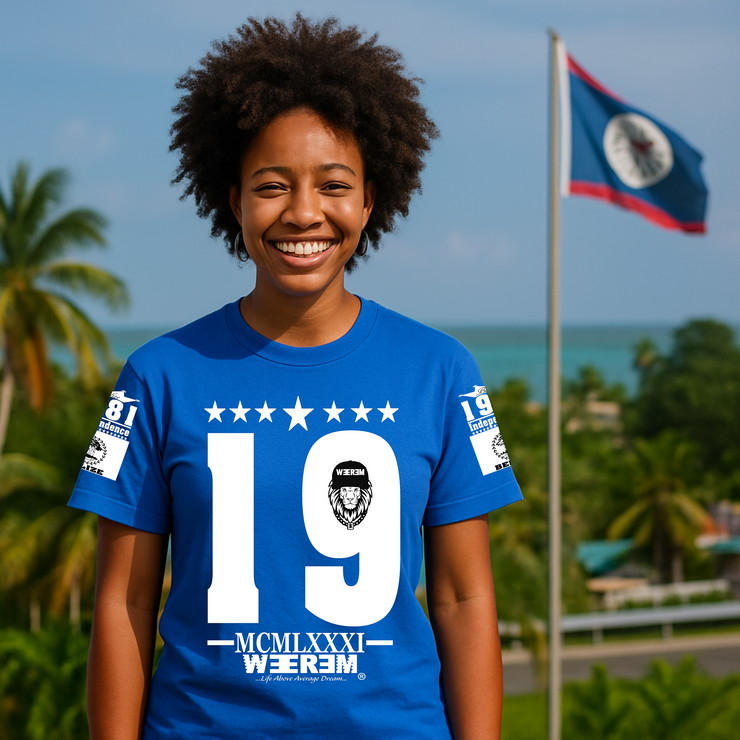 BELIZE 1981 FREE NATION T-SHIRT | COBALT BLUE