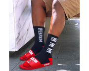 WEEREM SCRIPT BLACK & RED CREW SOCKS